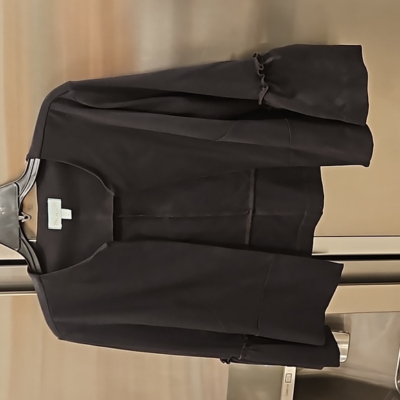 💕VERONICA M💕 Open Front 3/4 Ruffle Bell Sleeve Jacket ~ Black Medium - Picture 1 of 6